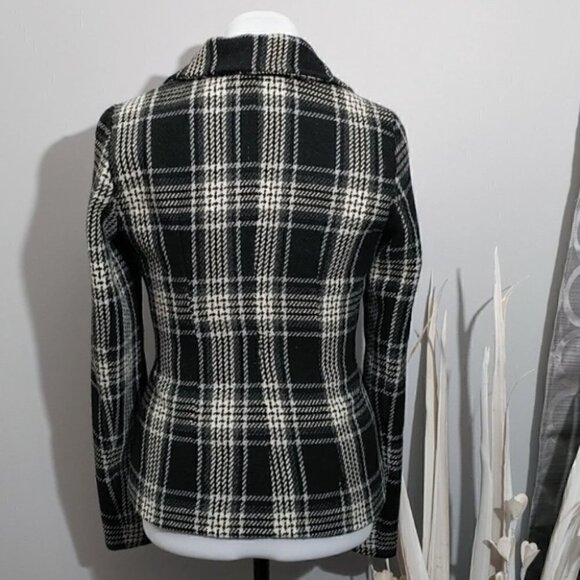 DYNAMITE wool blend asymmetrical plaid jacket - Picture 2 of 13